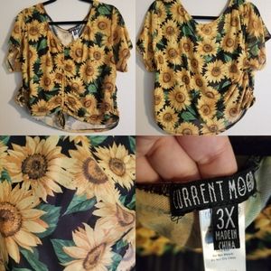 Current Mood 3XL Yellow Sunflower Mesh Crop Top